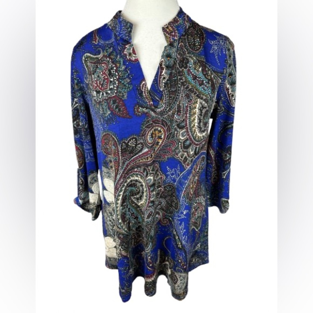 Honeyme Blue Paisley Women's Blouse Size S